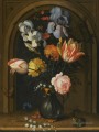 Balthasar Van Der Ast Nature morte d’iris columbines tulipes roses et muguet Fleuring